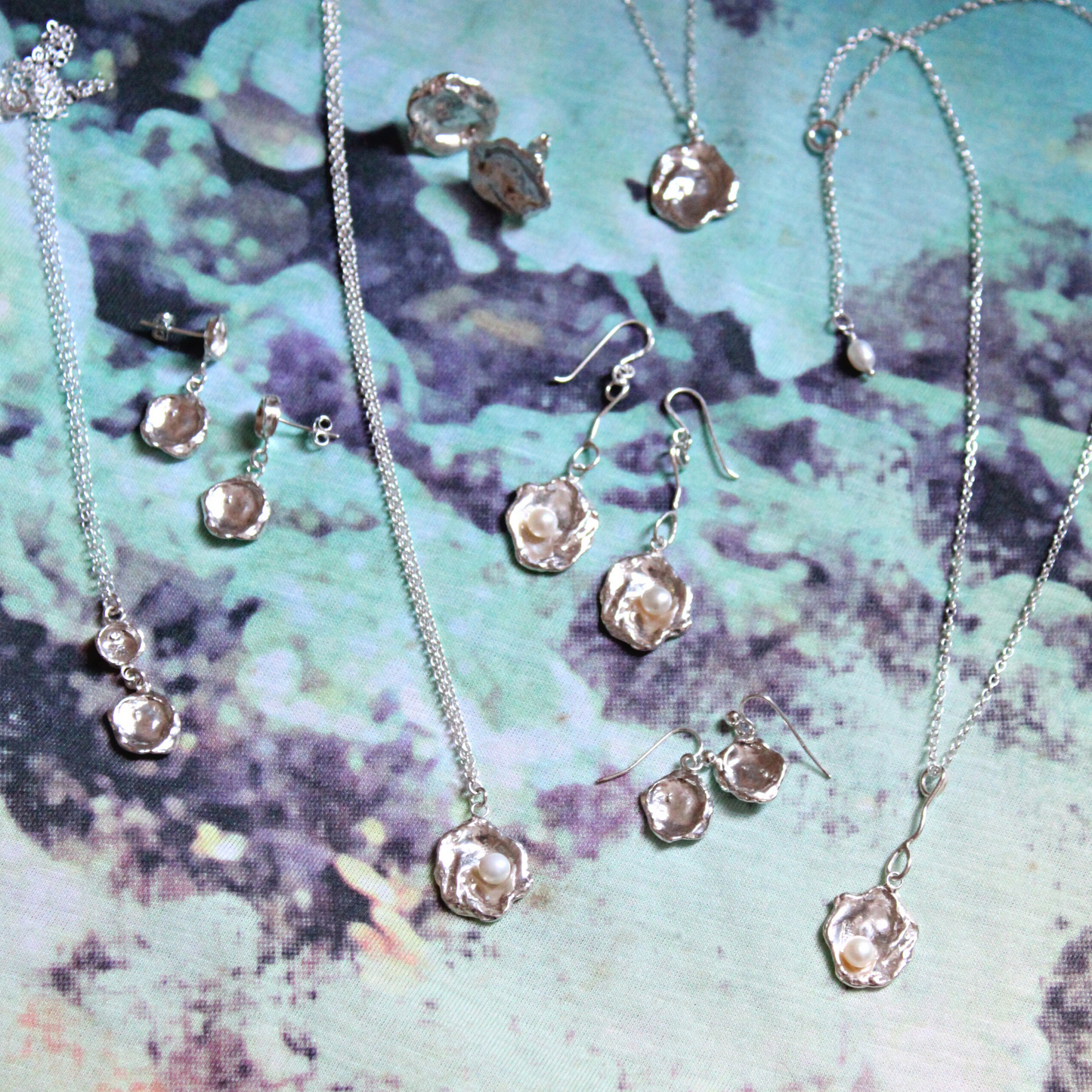 Aqua Drop Pearl Earrings