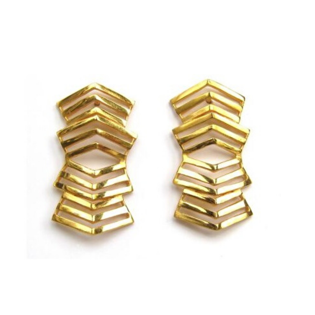 Gold Chevron Shield Earrings