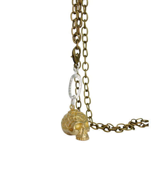 Katheryn of Berain -Brass & Silver Skull Necklace
