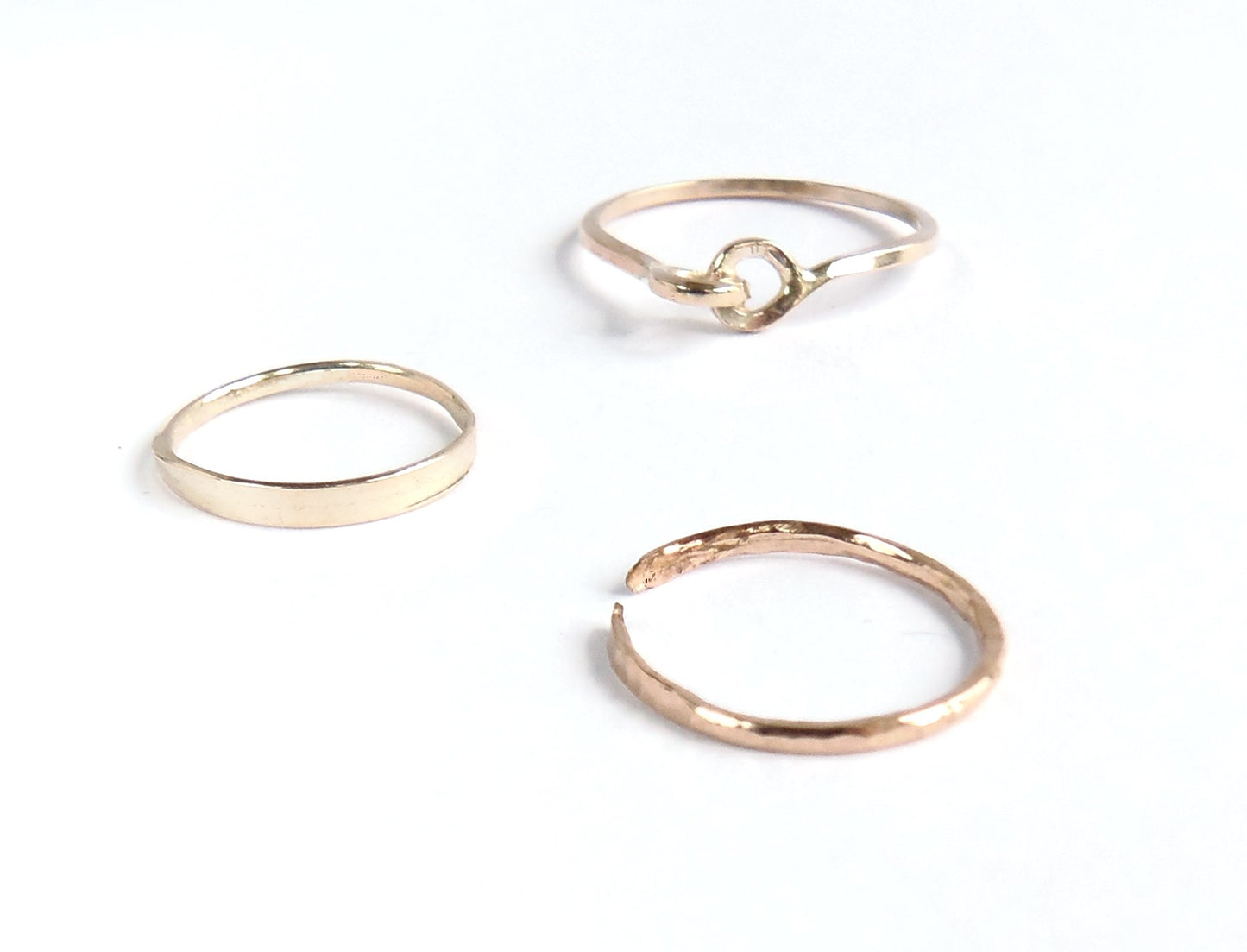 Set of three gold rings: Link, ID, Beaten Cuff